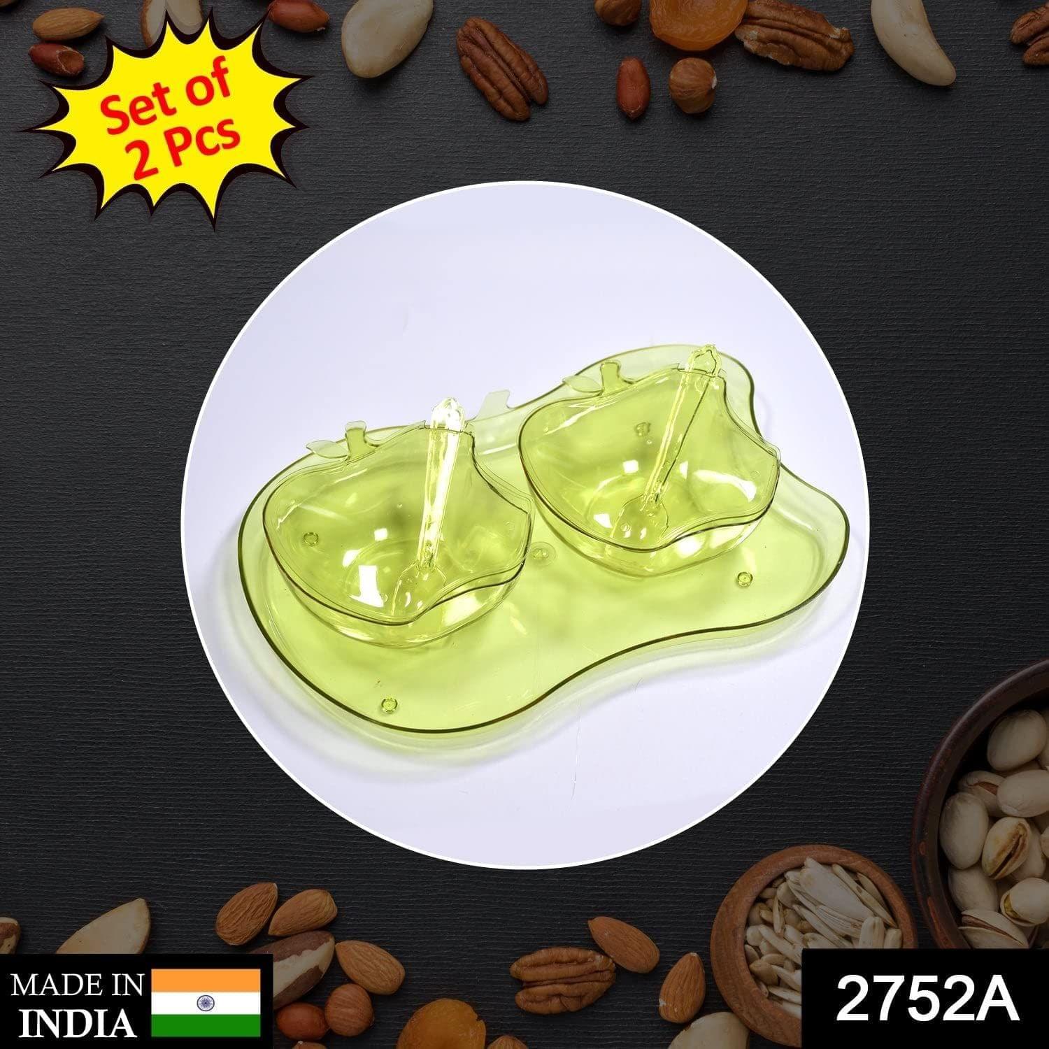 Store4hope A Apple Shape 2Piece Serving Set of Bowl with Spoon & Tray. Dinnerware Serving Snacks & Pickle