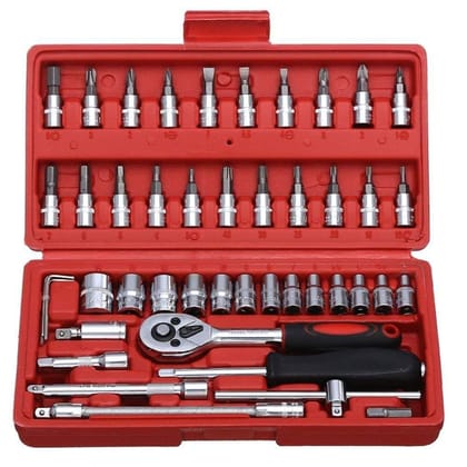 Store 4 Hope Hex Socket Set & Ratchet Wrench Set Combination Tool Square Drive Metric Socket Set (46-Pieces)