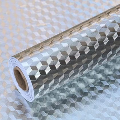 Store4Hope 2 Metre Aluminium Foil Stickers, Oil Proof , Kitchen Backsplash Wallpaper Self-Adhesive Wall Sticker Anti-Mold and Heat Resistant for Walls Cabinets Drawers and Shelves (Silver-A)