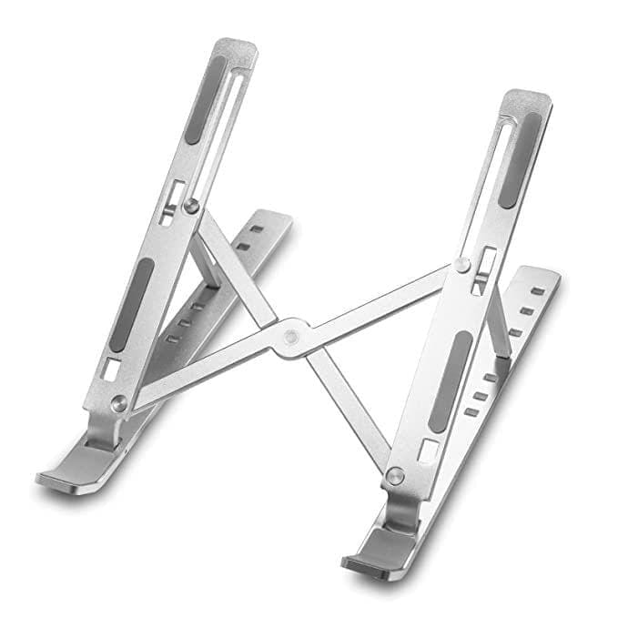 Store4Hope Laptop Stand 7 Height Adjustable, Aluminium, Ventilated, Foldable, Portable Laptop Holder for Desk & Table Mount Upto 15.6 inch Laptop with Carry Pouch (Silver)
