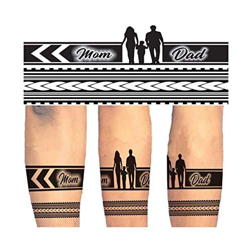 Voorkoms Mom Dad Hand Band & Tribal Temporary tattoo Design Round Shape Waterproof for Boy