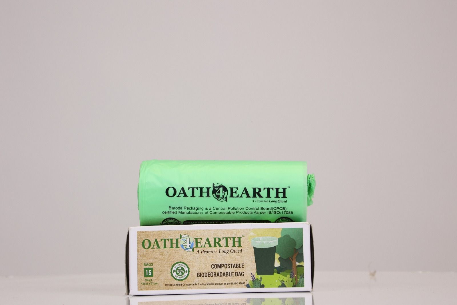 OATH 4 EARTH COMPOSTABLE BIODEGRADABLE GARBAGE BAG MEDIUM     19X22 INCHES (PACKS OF 15 BAGS)