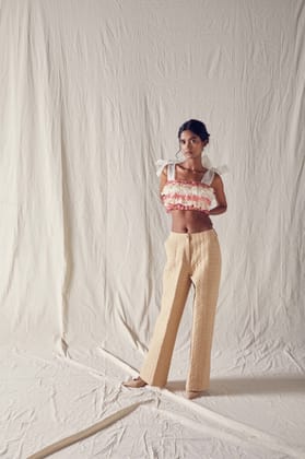 Ruffled Bustier In Organic Cotton And Silk Organza