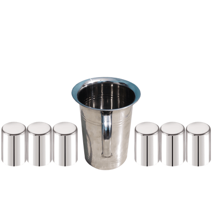 SHINI LIFESTYLE Steel floral design Jug and 6pc premium quality glass, jug glass set