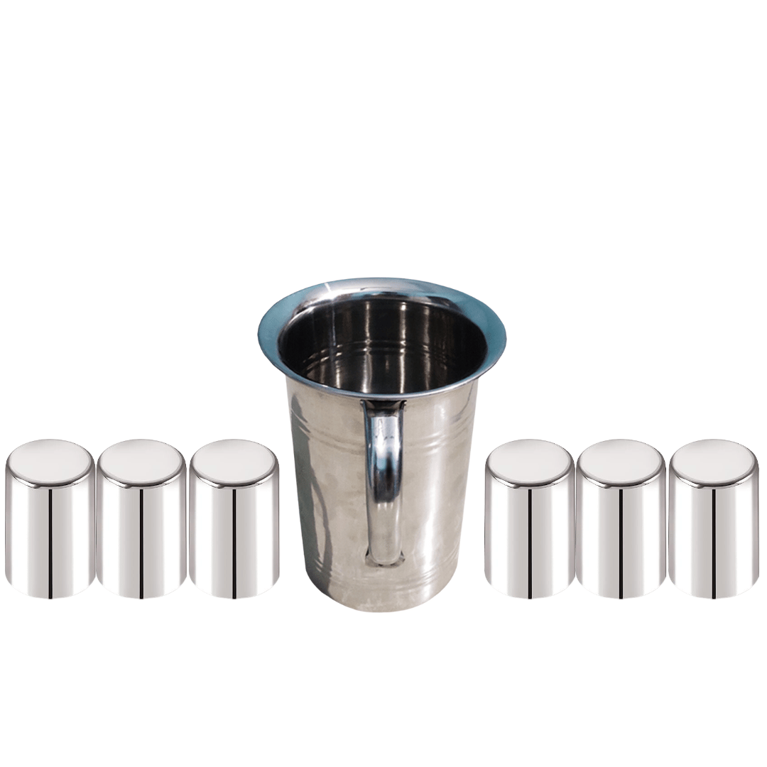 SHINI LIFESTYLE Steel floral design Jug and 6pc premium quality glass, jug glass set