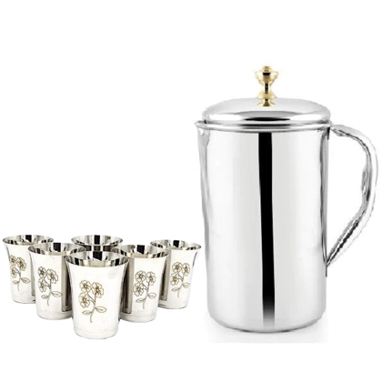 SHINI LIFESTYLE Stainless Steel Jug Set and best quality steel Glass set,juice glass,Water Jug SHINI LIFESTYLE Stainless Steel Jug Set and best quality steel Glass set,juice glass,Water Jug
