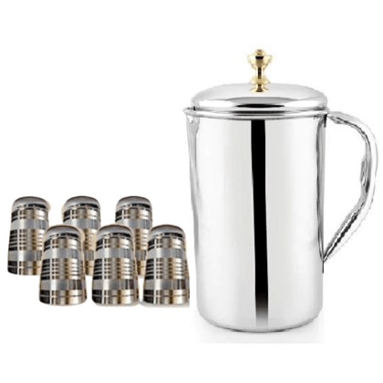 SHINI LIFESTYLE Stainless Steel Jug Set or steel Glass set, Water Jug, juice glass set SHINI LIFESTYLE Stainless Steel Jug Set or steel Glass set, Water Jug, juice glass set