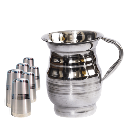 SHINI LIFESTYLE Stainless Steel Jug or Glass combo, Water Jug, juice glass, Steel glass set SHINI LIFESTYLE Stainless Steel Jug or Glass combo, Water Jug, juice glass, Steel glass set