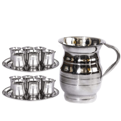 SHINI LIFESTYLE Stainless Steel Jug and Glass set combo, Water Jug, juice glass, Steel glass