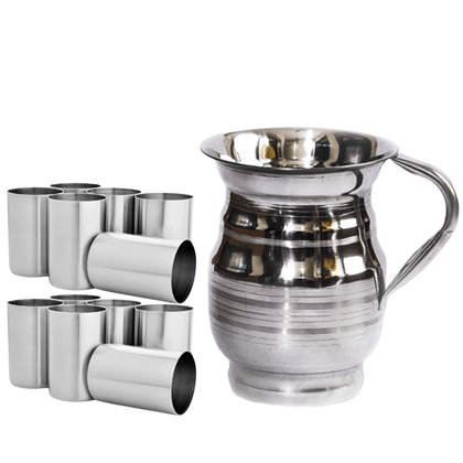SHINI LIFESTYLE Stainless Steel Jug or Glass combo, Water Jug, juice glass, glass set