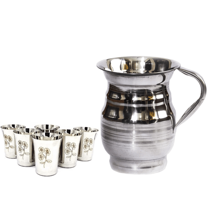 SHINI LIFESTYLE Stainless Steel Jug and Glass combo, Water Jug, juice glass, glass set SHINI LIFESTYLE Stainless Steel Jug and Glass combo, Water Jug, juice glass, glass set