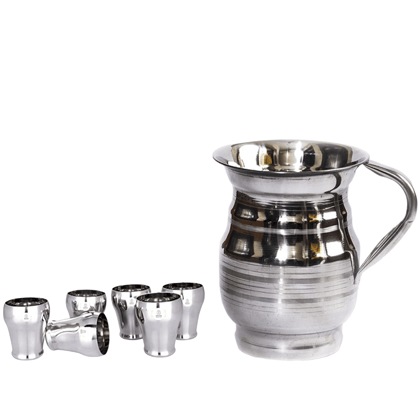 SHINI LIFESTYLE Stainless Steel Jug and Glass combo, juice glass, Steel glass set