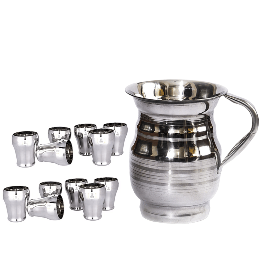 SHINI LIFESTYLE Stainless Steel Jug and Glass combo, Water Jug, juice glass set