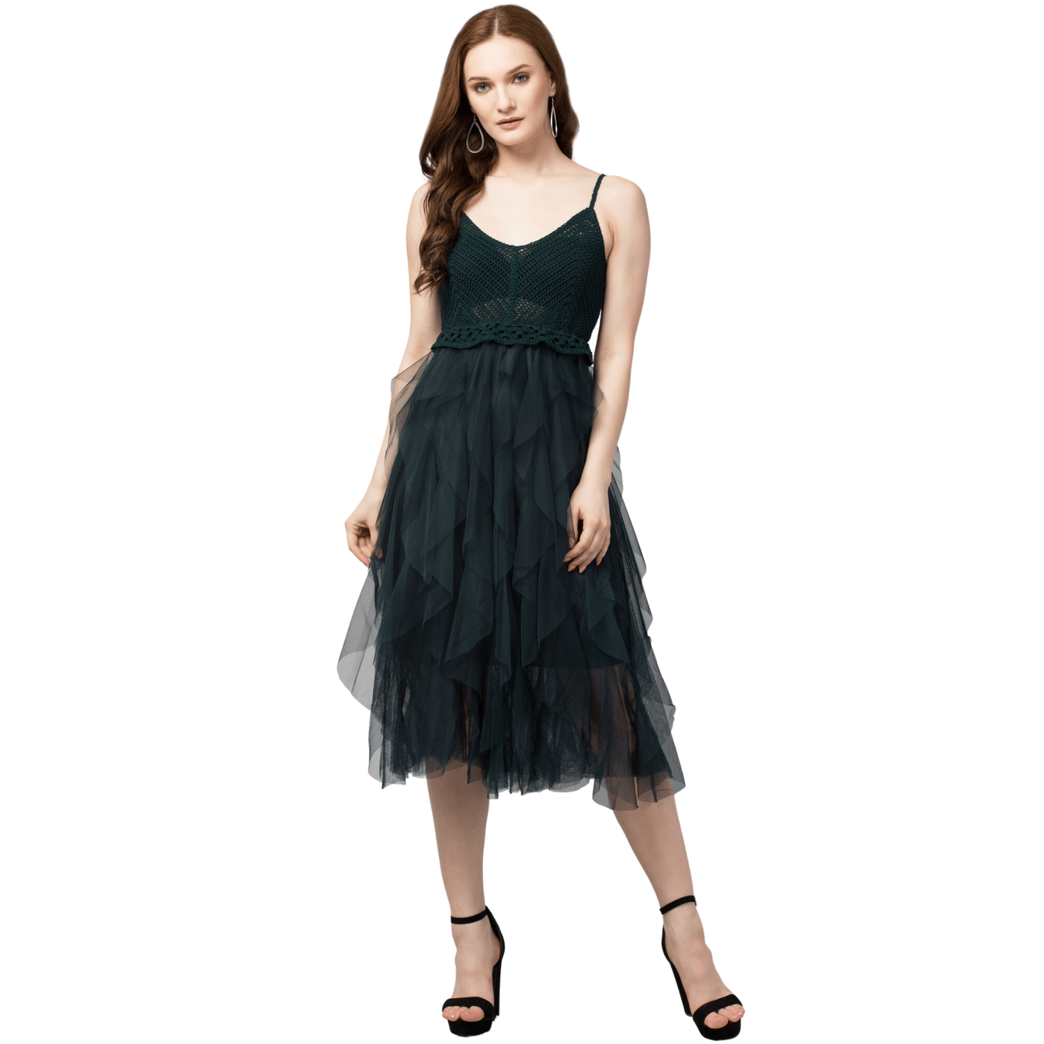 STYLZINDIA Green-Trendy Crochet Mesh Dress for womens, casual & party wear