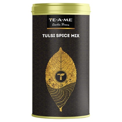 TE-A-ME Tulsi Spice Mix Loose Leaf Infusion Tea Tin, 50 Grams | 100% Natural Ingredients - Tulsi, Cardamom, Ginger Spice, Cinnamon Spice, Black Pepper Spice, Clove Spice | 100% Caffeine Free TE-A-ME Tulsi Spice Mix Loose Leaf Infusion Tea Tin, 50 Grams | 100% Natural Ingredients - Tulsi, Cardamom, Ginger Spice, Cinnamon Spice, Black Pepper Spice, Clove Spice | 100% Caffeine Free