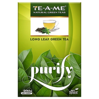 TE-A-ME Purify Long Leaf Green Tea - 200 gms | 100% Natural Ingredients | Zero Calories - Improves Metabolism & Reduces Waist