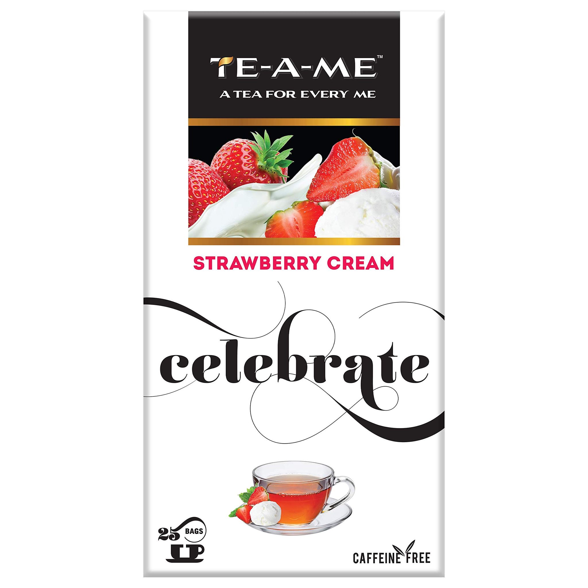 TE-A-ME Celebrate Strawberry Cream Infusion Tea, 25 Tea Bags | 100% Caffeine Free