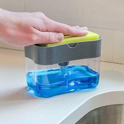 Soap Dispenser Pump for Dishwasher Liquid Holder , Liquid Dispenser Through Pump ( Multi-Color , 400 ML) with Sponge