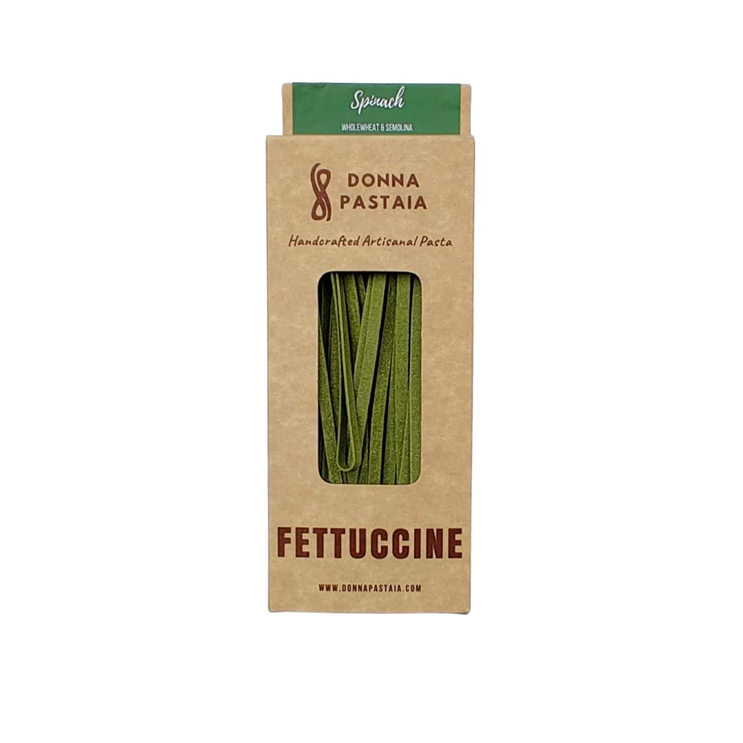 Donna Pastaia Artisanal Pasta | Spinach Fettuccine Pasta | No Maida, No Salt, No Preservatives | Proudly Made in India