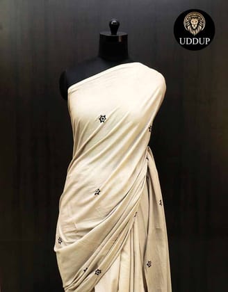 Ivory Hand Block printed Mul Cotton saree-Cream Ivory Hand Block printed Mul Cotton saree-Cream