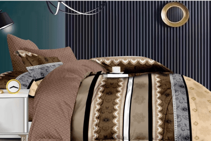 Cotton Over The Topo Cover Set-LightBrown-GARNET XL 3 PC SET 1 Bedsheet 275 X 275 cms, 2 Pillow Covers 46 X 69 cms.