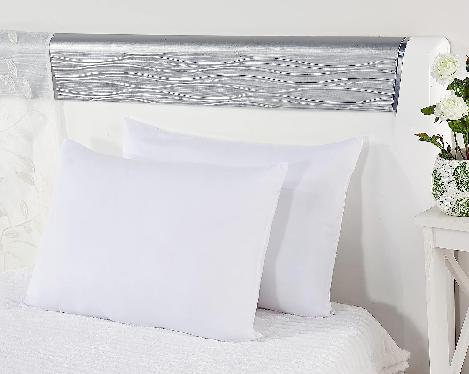 Solimo Microfibre & Polyester 2 - Piece Bed Pillow Set - 16 x 24 Inch, White