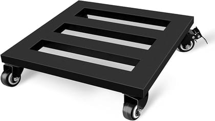 Tusmad 12" Heavy Duty Metal Plant Stand with Wheels, Square Iron Plant Caddy on Wheels - Outdoor Flower Pot Rack on Rollers - Indoor Dolly Holder Rolling Tray Coaster, Fully Assembled, Black