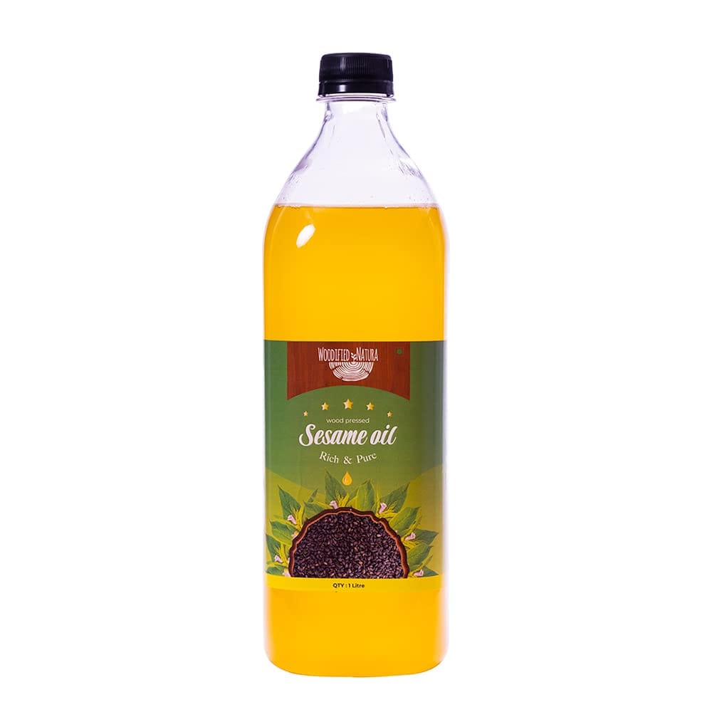 "Wood Pressed Sesame Oil - 1 Litre | Rich & Pure | Natural & Unrefined | For Cooking, Hair & Skin Care"