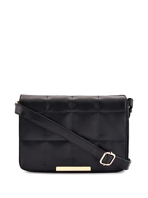 Lychee Bags Women Pu Quilted Black Sling Bag
