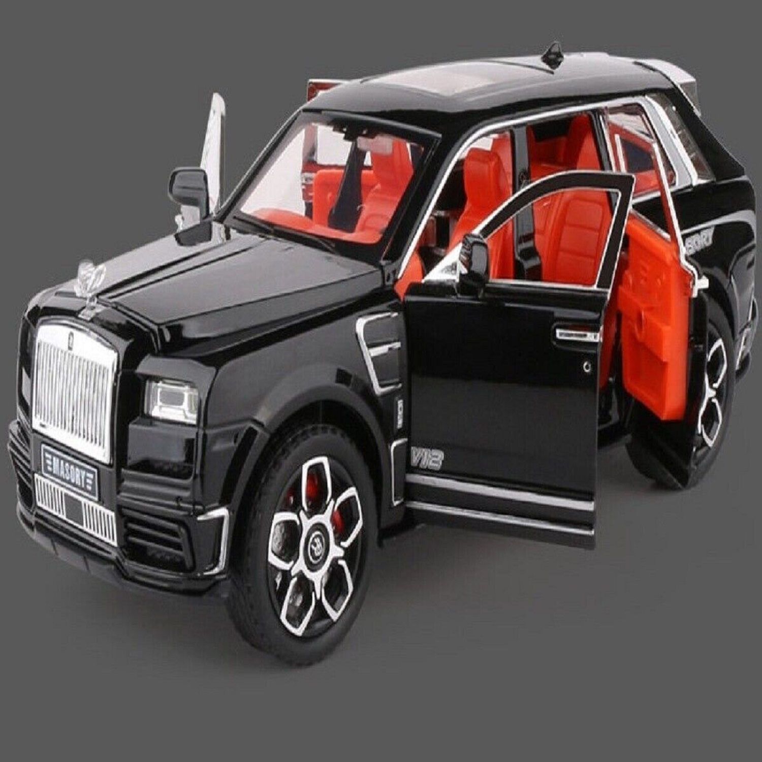 KTRS ENTERPRISE 1:32 Rolls Royce CULLINUN MASORY Diecast Metal Pullback Openable Doors Toy Cars with Flashing Light and Musical Sound for Gifts Toys for Kids Boys and Girls Children