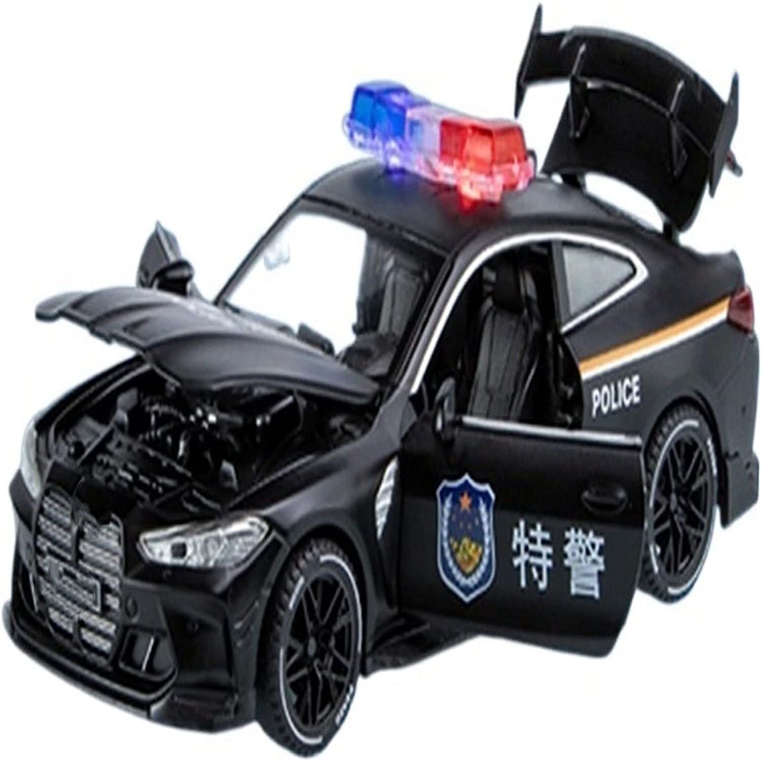 KTRS ENTERPRISE 1/32 For BMW M4 Police Car Model Toy Cast Alloy Metal Body With Sound And Light Pull Back