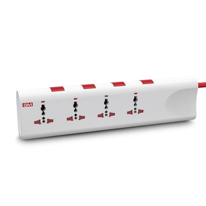 GM 3061 EBook 4+4 Spike Adaptor with Individual Switch, Indicator, Safety Shutter, International Sockets & Surge Protector