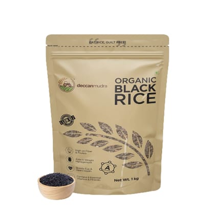 Deccan Mudra Traditional Organic Black Rice l Karuppu Kavuni Rice l Forbidden Rice l Kowni Arisi l Healthy Low GI Rice | Diabetic Friendly - 1 Kg ( Pack of 1 ) Deccan Mudra Traditional Organic Black Rice l Karuppu Kavuni Rice l Forbidden Rice l Kowni Arisi l Healthy Low GI Rice | Diabetic Friendly - 1 Kg ( Pack of 1 )