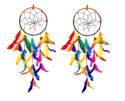 Traditional Indian wall Art for Bedrooms, Home Wall, Hanging DesignTraditional Indian wall Art for Bedrooms, Home Wall, Hanging Design Feather Dream Catcher  (17 inch, Multicolor)