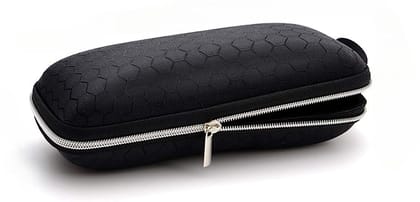 Eyenaks Portable Zipper Eyeglasses Case Sunglasses Hard Case Box Protector for Men Women Students (Black)