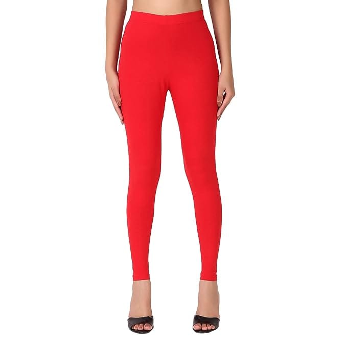 Maya Boutique Women Solid Ankle Length Leggings-Red