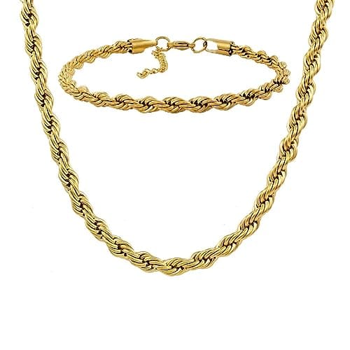 Golden Stainless Steel Rope Chain Necklace For Men Boys