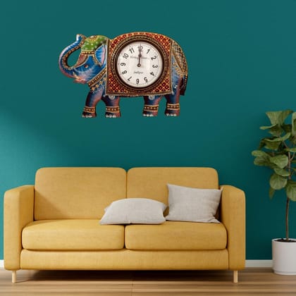 HERITAGE DIVINE Handicarft Handpainted Royal Rajasthani Wall Clock for Home Decor, Decoration Living Room Gifted Item (Elephant Wall Clock) HERITAGE DIVINE Handicarft Handpainted Royal Rajasthani Wall Clock for Home Decor, Decoration Living Room Gifted Item (Elephant Wall Clock)