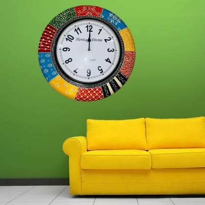 HERITAGE DIVINE Wooden Flore Unique Multicolor Design Wall Clock Round Handcrafted Handpainted Rajasthani Showpeace Wall Clock 18 * 18 (e265) HERITAGE DIVINE Wooden Flore Unique Multicolor Design Wall Clock Round Handcrafted Handpainted Rajasthani Showpeace Wall Clock 18 * 18 (e265)
