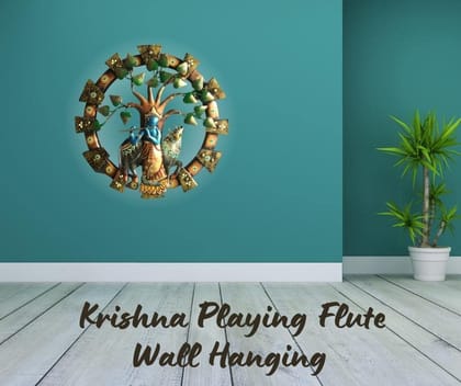 The Heritage Divine Krishna Playing Flute/Bansuri Wall Hanging | Showpiece | Wall Hanging | Home Decor (Desigen- 2, Multicolour) The Heritage Divine Krishna Playing Flute/Bansuri Wall Hanging | Showpiece | Wall Hanging | Home Decor (Desigen- 2, Multicolour)
