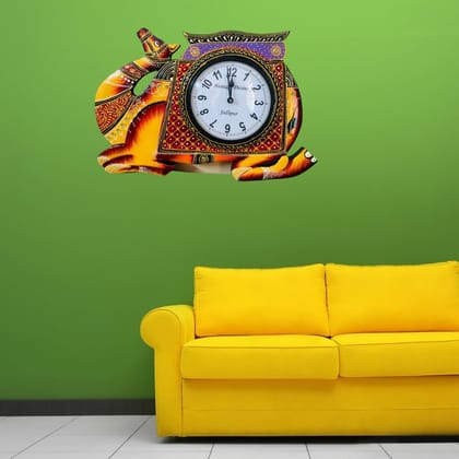 HERITAGE DIVINE Handicarft Handpainted Royal Rajasthani Wall Clock for Home Decor, Liviving Room Gifted Item (Camel Clock) HERITAGE DIVINE Handicarft Handpainted Royal Rajasthani Wall Clock for Home Decor, Liviving Room Gifted Item (Camel Clock)