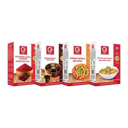 Garni Foods Kashmiri Chilli 100g + Chole Masala 100g + Garam Masala 100gm + Kitchen King 100g Combo Pack of 4 (4 x 100 g) Garni Foods Kashmiri Chilli 100g + Chole Masala 100g + Garam Masala 100gm + Kitchen King 100g Combo Pack of 4 (4 x 100 g)