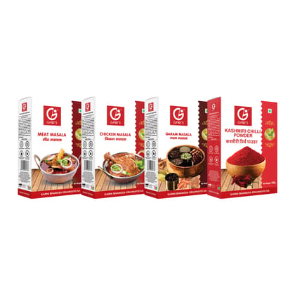 Garni Foods Meat Masala 100g + Chicken Masala 100g + Garam Masala 100g + Kashmiri Chilli 100g, Masala Combo (4 X 100g) Garni Foods Meat Masala 100g + Chicken Masala 100g + Garam Masala 100g + Kashmiri Chilli 100g, Masala Combo (4 X 100g)