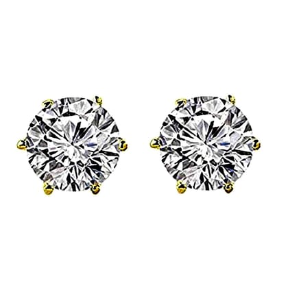 9K Yellow Gold Round Cut Simulated Diamond Stud Earrings 9K Yellow Gold Round Cut Simulated Diamond Stud Earrings