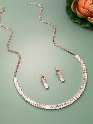 Gold Plated Crystal Necklace Jewellery Set With Earrings Suited For Party Wedding Festive For Women Gold Plated Crystal Necklace Jewellery Set With Earrings Suited For Party Wedding Festive For Women