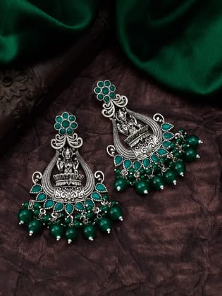 Blee19 Brass Silver Oxidised Plating Moksha Boho Style Chandbali Earrings For Women And Girls Blee19 Brass Silver Oxidised Plating Moksha Boho Style Chandbali Earrings For Women And Girls