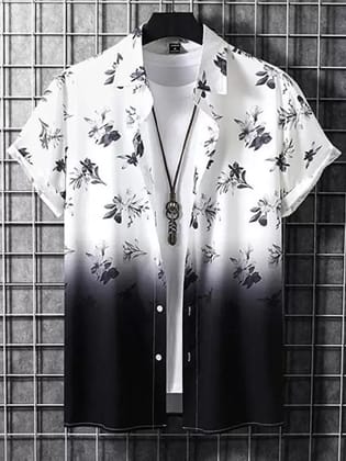 Men Regular Fit Printed Cut Away Collar Casual Shirt Men Regular Fit Printed Cut Away Collar Casual Shirt
