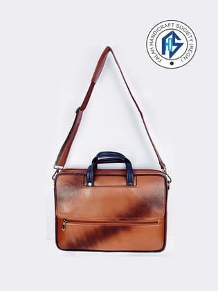 FHS Genuine Leather Office Bag - Brown  | Laptop bag for Men