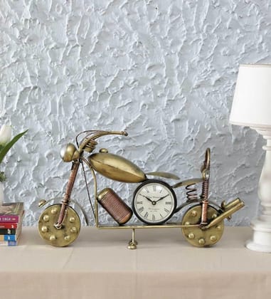 ANTIQUE TABLE TOP METAL GOLDEN BULLET BIKE WITH CLOCK SHOWPIECES HOME/ RESTAURANT/ OFFICE DECOR/ TABLE DECOR/DRAWING ROOM DECOR / GIFT ITEM ANTIQUE TABLE TOP METAL GOLDEN BULLET BIKE WITH CLOCK SHOWPIECES HOME/ RESTAURANT/ OFFICE DECOR/ TABLE DECOR/DRAWING ROOM DECOR / GIFT ITEM