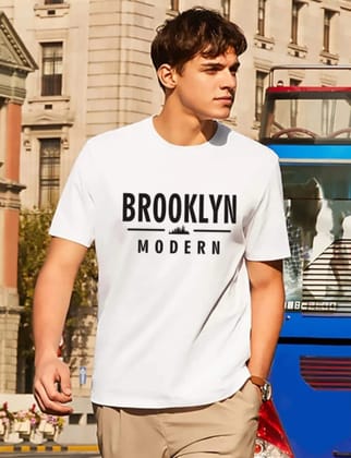 Men Typography Round Neck Pure Cotton Red T-Shirt
